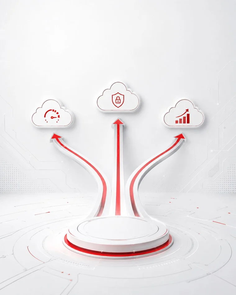 Tres caminos que representan los perfiles de estrategia cloud: velocidad, seguridad y crecimiento