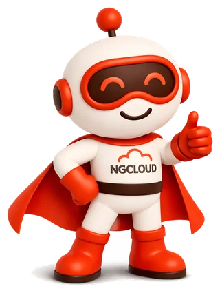Nuvora, mascota de NG Cloud, señalando una recomendación