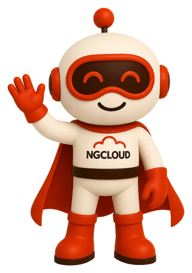 Nuvora, la mascota de NG Cloud, saludando
