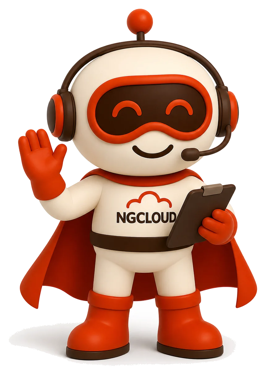 Nuvora, la mascota de NG Cloud, saludando